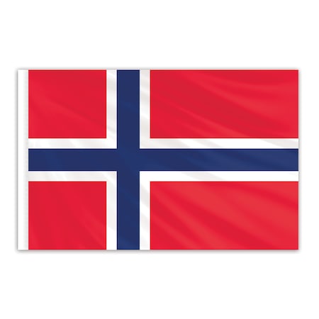 Norway Indoor Nylon Flag 2'x3' With Gold Fringe